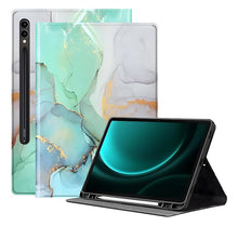 Load image into Gallery viewer, ProElite Book Cover Case for Samsung Galaxy Tab S9 FE+/S9+/S10+ 12.4 inch Cover, Smart flip case Book Cover for Samsung Galaxy Tab S9 FE Plus/S9 Plus/S10 Plus 12.4 inch with Pen Holder, Marble Green
