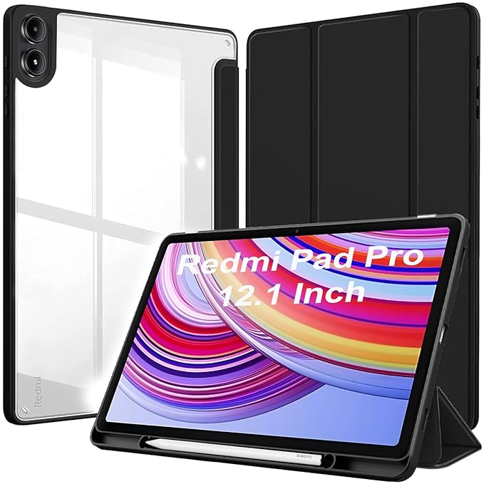 ProElite Case Cover for Redmi Pad Pro 12.1 inch Cover, Transparent Flip Case for Redmi Pad Pro 12.1 inch [Supports Auto Sleep Wake Function], Black