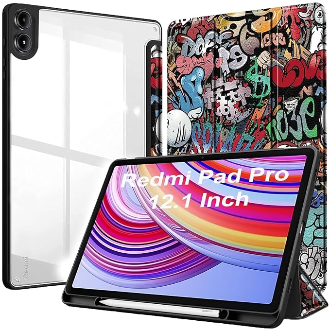 ProElite Case Cover for Redmi Pad Pro 12.1 inch Cover, Transparent Flip Case for Redmi Pad Pro 12.1 inch [Supports Auto Sleep Wake Function], Hippy