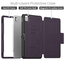 Load image into Gallery viewer, ProElite case for Apple iPad Air 5th/4th Gen 10.9 Inch, iPad Pro 11 4th/3rd Gen Smart Magnetic Shockproof Protective Case with 5 Stable Stands with Pencil Holder, Dark Purple
