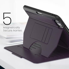 Load image into Gallery viewer, ProElite case for Apple iPad Air 5th/4th Gen 10.9 Inch, iPad Pro 11 4th/3rd Gen Smart Magnetic Shockproof Protective Case with 5 Stable Stands with Pencil Holder, Dark Purple
