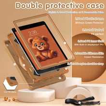 Load image into Gallery viewer, ProElite Cover for Apple iPad 10.2 inch Case Cover, Tough Bubble Kids case Cover for Apple iPad 10.2&quot; 9th/8th/7th Gen with Rotating Kickstand &amp; Shoulder Strap, Brown
