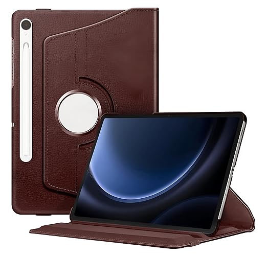 ProElite Cover for Galaxy Tab S9 FE 10.9/S9 11 inch Case Cover, 360 Rotatable Smart Flip Case Cover for Galaxy Tab S9 FE 10.9/S9 11 inch Tablet with Stylus Pen, Brown