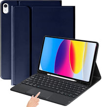 Load image into Gallery viewer, [Refurbished] ProElite Detachable Wireless Bluetooth Touchpad Keyboard flip case Cover for Apple iPad 10th Gen with Pencil Holder, Dark Blue
