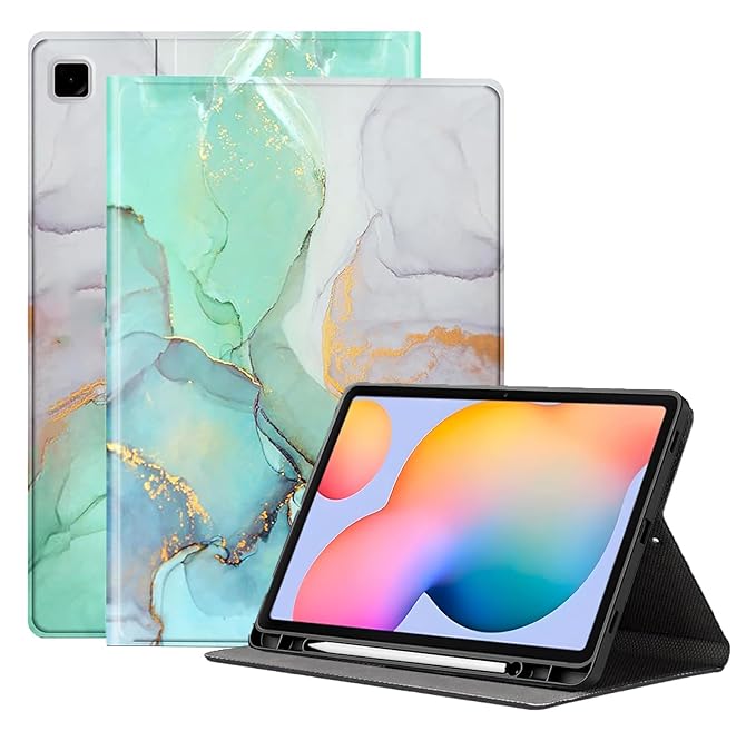 ProElite Book Cover for Samsung Galaxy Tab S6 Lite 10.4 inch Case, Smart flip case Book Cover for Galaxy Tab S6 Lite 10.4 inch with Pen Holder, Marble Green