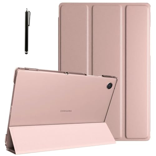 ProElite Cover for Samsung Galaxy Tab A9 8.7 inch Case Cover, Smart Flip Case Cover for Samsung Galaxy Tab A9 8.7 inch Translucent Back with Stylus Pen, Rose Gold