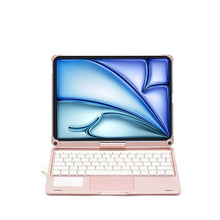 Load image into Gallery viewer, ProElite 360 Degree Rotatable Wireless Bluetooth TouchPad Keyboard Case Cover for Apple iPad Air 13 inch 2024 M2 &amp; iPad Pro 12.9 5th/6th Gen, Built-in 7-Colors Backlit, Rose Gold
