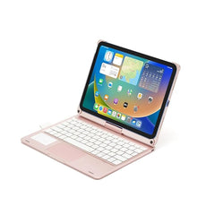 Load image into Gallery viewer, ProElite 360 Degree Rotatable Wireless Bluetooth TouchPad Keyboard Case Cover for Apple iPad Air 13 inch 2024 M2 &amp; iPad Pro 12.9 5th/6th Gen, Built-in 7-Colors Backlit, Rose Gold
