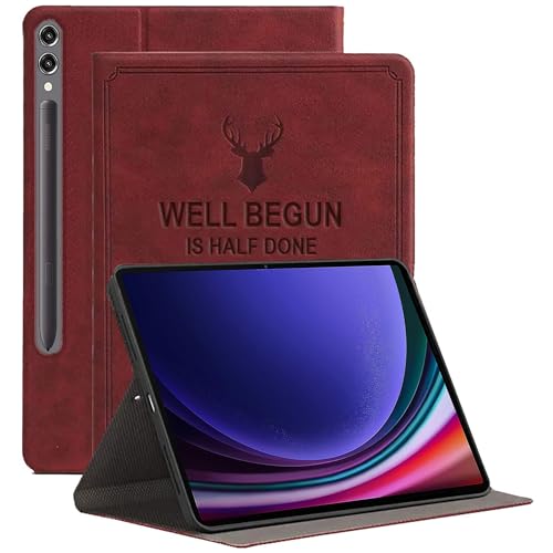 ProElite Cover for Samsung Galaxy Tab S9 FE+/S9+/S10+ 12.4 inch Cover Case, Deer Flip case Cover for Samsung Galaxy Tab S9 FE Plus/S9 Plus/S10+ 12.4 inch Supports S Pen Magnetic Attachment, Wine Red