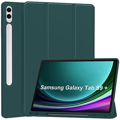 ProElite Cover for Galaxy Tab S9 FE+/S9+/S10+ 12.4 inch Cover, Soft Flexible Flip Case with S Pen Holder for Samsung Tab S9 FE Plus/S9 Plus/S10+ 12.4