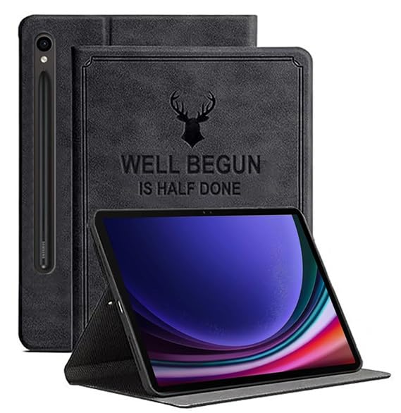 ProElite Cover for Samsung Galaxy Tab S9 Cover Case, Deer Flip case Cover for Samsung Galaxy Tab S9 11 inch, Black