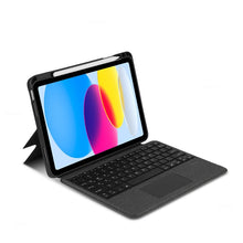 Load image into Gallery viewer, ProElite Wireless Bluetooth TouchPad Keyboard Case for iPad 10th Gen, Magnetic Detachable Wireless Bluetooth TouchPad Keyboard Built-in 7-Colors Backlit with Pencil Holder, Black
