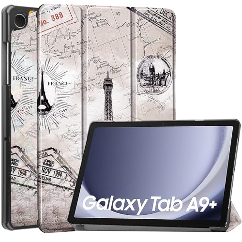 ProElite Cover for Galaxy Tab A9 Plus 11 inch Case Cover, Smart Trifold Flip case Cover for Samsung Galaxy Tab A9+ 11 inch, Eiffel