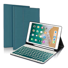 Load image into Gallery viewer, ProElite Keyboard case for Apple iPad 9.7&quot; 5th/6th Gen Air 1/Air 2 Pro 9.7, with Pencil Holder, Magnetic Detachable Wireless Bluetooth Keyboard Built-in 7-Colors Backlit, Dark Green
