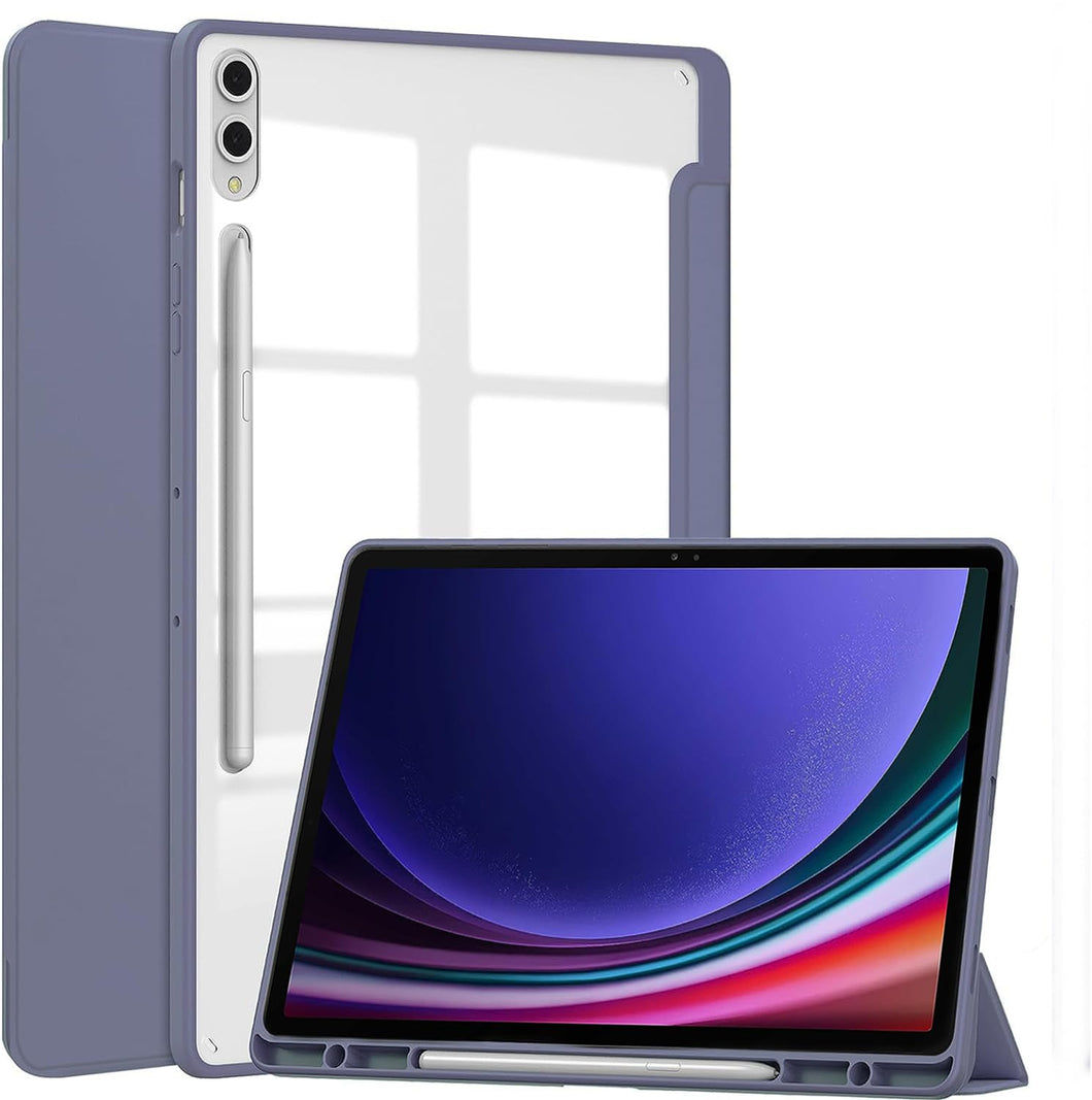 ProElite Cover for Samsung Galaxy Tab S9 Plus Cover Case, Smart Flip Case Cover for Samsung Galaxy Tab S9 Plus 12.4 inch with S Pen Holder, Lavender [Transparent Back]