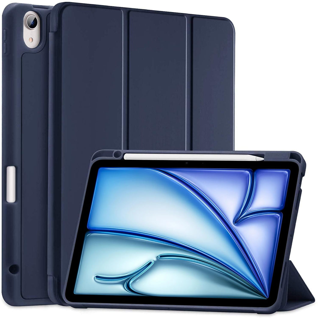 ProElite Case Cover for Apple iPad Air 11 M2 Cover, Pencil Case for iPad Air 11 inch M2 2024 with Pencil Holder [Soft Flexible Case] Recoil Series - Dark Blue