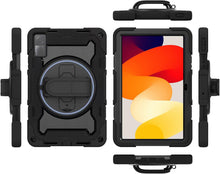 Load image into Gallery viewer, ProElite Cover for Redmi Pad SE case, Rugged 3 Layer Armor case cover for Redmi Pad SE 11 inch with Hand Grip and Rotating KickStand with Shoulder Strap, (Black)
