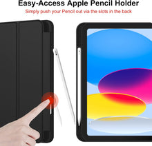 Load image into Gallery viewer, ProElite Smart Case for iPad 10th Generation 10.9 inch 2022 [Auto Sleep/Wake Cover] [Left Side Pencil Holder] [Soft Flexible Case] Recoil Series - Black
