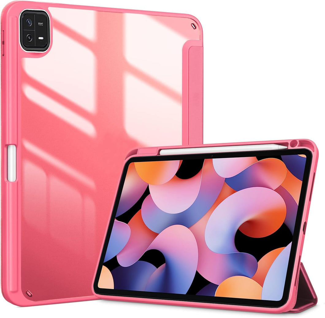 ProElite for Xiaomi Mi Pad 6 case Cover, Transaprent Flip Case for Xiaomi Mi Pad 6 11 inch with Pen Holder (Supports Auto Sleep Wake Function), Hot Pink