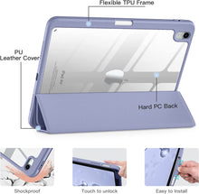 Load image into Gallery viewer, ProElite case for iPad Air 11 Inch 2024 M2, iPad Air 10.9 inch 5th/4th Gen case cover, Transparent Smart Flip Cover with pencil holder, Lavender
