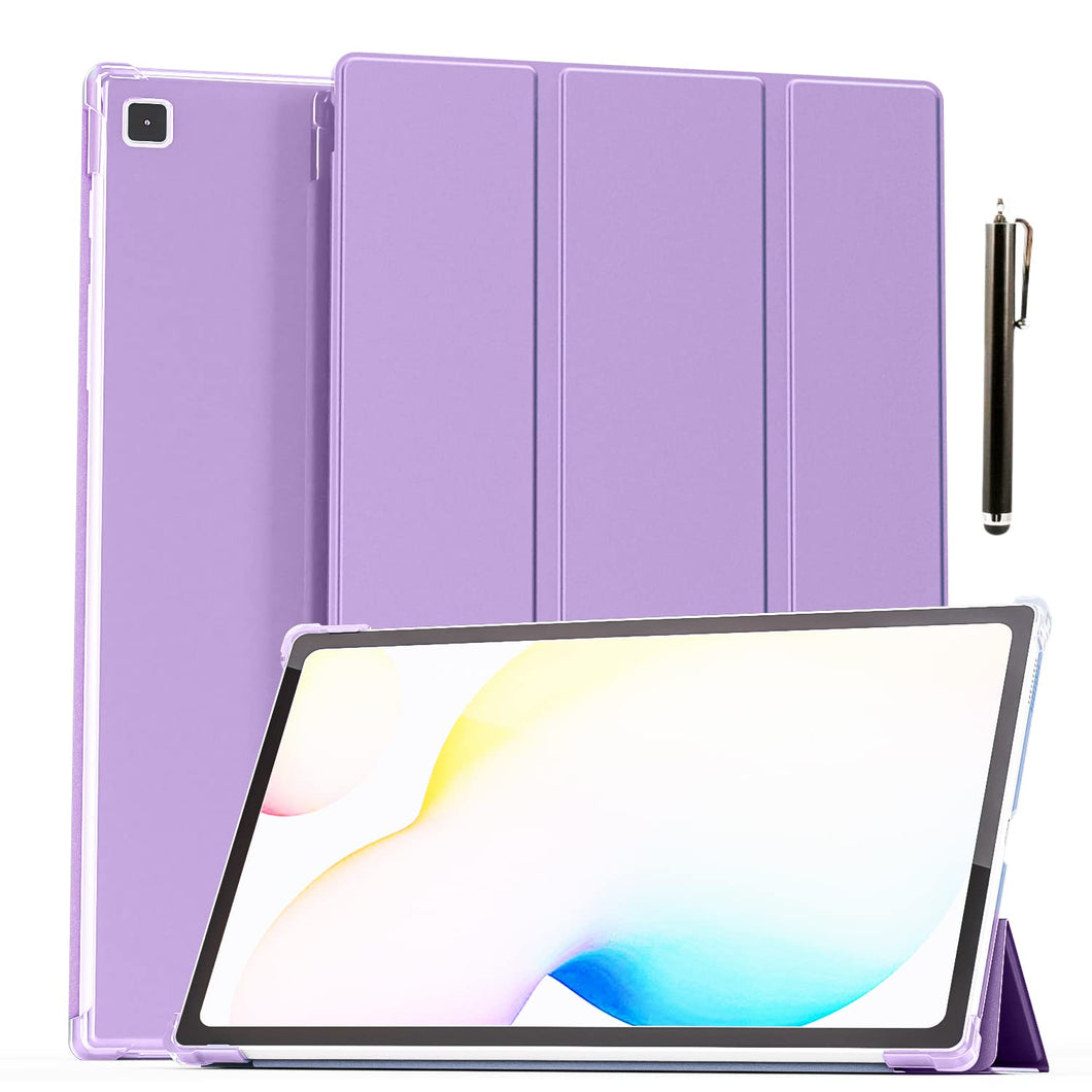 ProElite Smart Flip Case Cover for Samsung Galaxy Tab S6 Lite 10.4 Inch 2022 (SM-P610/P615) Translucent Back with Stylus Pen, Lavender