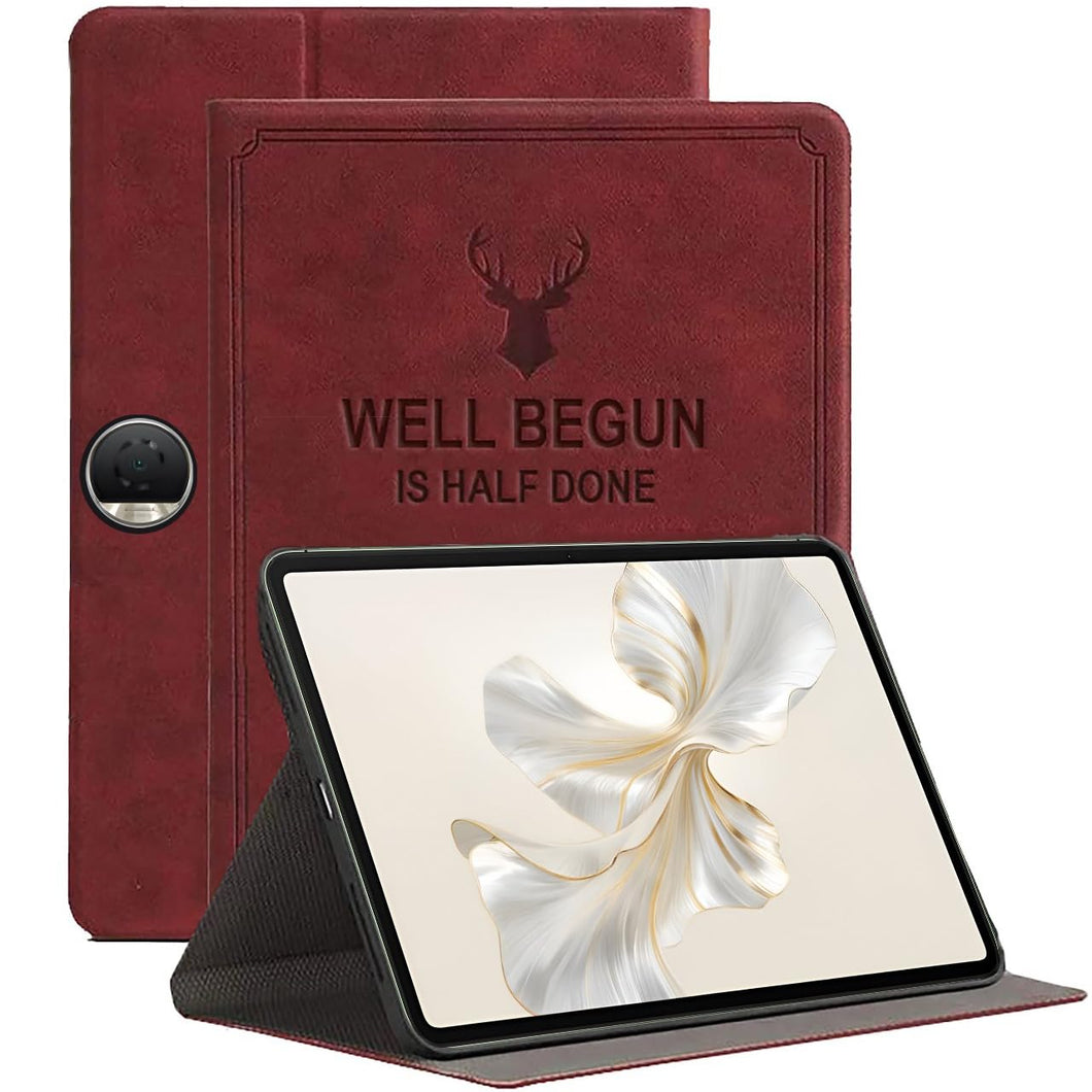 ProElite Case Cover for Honor Pad 9 12.1 inch Case, Deer Flip case Cover for Honor Pad 9 12.1 inch Tablet, Wine Red