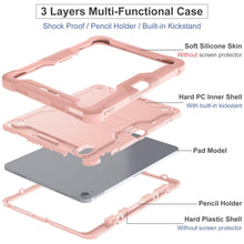 Load image into Gallery viewer, ProElite Cover for Apple iPad Air 11 inch 2024 &amp; Air 10.9 5th/4th Gen, Rugged Shockproof Heavy Duty Back Case Cover for Apple iPad Air 11 inch M2 2024 with Apple Pencil Holder, Rose Gold
