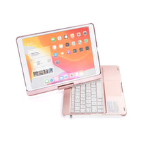 Load image into Gallery viewer, ProElite Rotatable Wireless Bluetooth TouchPad Keyboard flip case Cover for Apple iPad 10.2 inch 9th/8th/7th Generation, Built-in 7-Colors Backlit, Rose Gold
