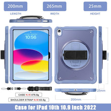 Load image into Gallery viewer, ProElite Cover for Apple iPad 10th Gen Cover Case, Rugged Shockproof Armor case Cover for Apple iPad 10th Gen with Hand Grip and Rotating Kickstand (Transparent Back) with Should Strap, Lavender
