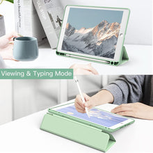 Load image into Gallery viewer, ProElite Case Cover for Apple iPad 10.2 inch Case, Smart Flip Case Cover for Apple iPad 10.2 inch 2021 9th/8th/7th Gen, Clear Soft Back with Pencil Holder, Marble Green
