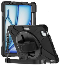 Load image into Gallery viewer, ProElite Rugged 3 Layer Armor case for Apple iPad Air 11 2024/iPad Air 5th/4th Gen 10.9/iPad Pro 11 4th/3rd Gen with Apple Pencil Holder, Hand Grip and Rotating Kickstand, Black
