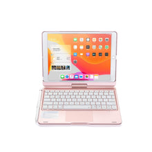 Load image into Gallery viewer, ProElite Rotatable Wireless Bluetooth TouchPad Keyboard flip case Cover for Apple iPad 10.2 inch 9th/8th/7th Generation, Built-in 7-Colors Backlit, Rose Gold
