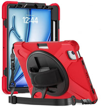 Load image into Gallery viewer, ProElite Rugged 3 Layer Armor case for Apple iPad Air 11 2024/iPad Air 5th/4th Gen 10.9/iPad Pro 11 4th/3rd Gen with Apple Pencil Holder, Hand Grip and Rotating KickStand, Red
