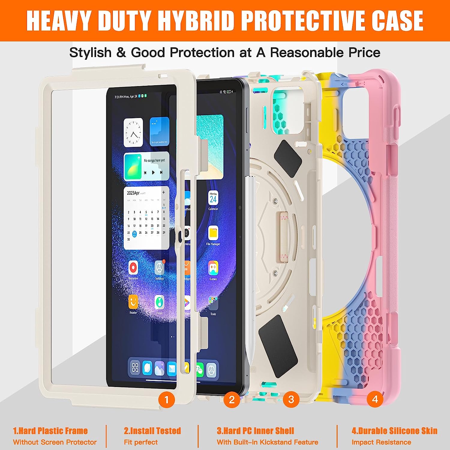 ZUN-Mi-PAD6MAX-14 | Xiaomi Pad 6 Max 14 | 4 corner protection case w/ hand  strap & kickstand
