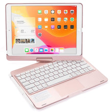 Load image into Gallery viewer, ProElite Rotatable Wireless Bluetooth TouchPad Keyboard flip case Cover for Apple iPad 10.2 inch 9th/8th/7th Generation, Built-in 7-Colors Backlit, Rose Gold
