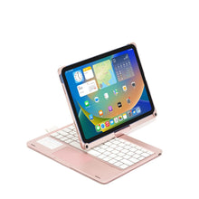 Load image into Gallery viewer, ProElite Rotatable Wireless Bluetooth TouchPad Keyboard flip case Cover for Apple iPad 10th Generation, Built-in 7-Colors Backlit, Rose Gold
