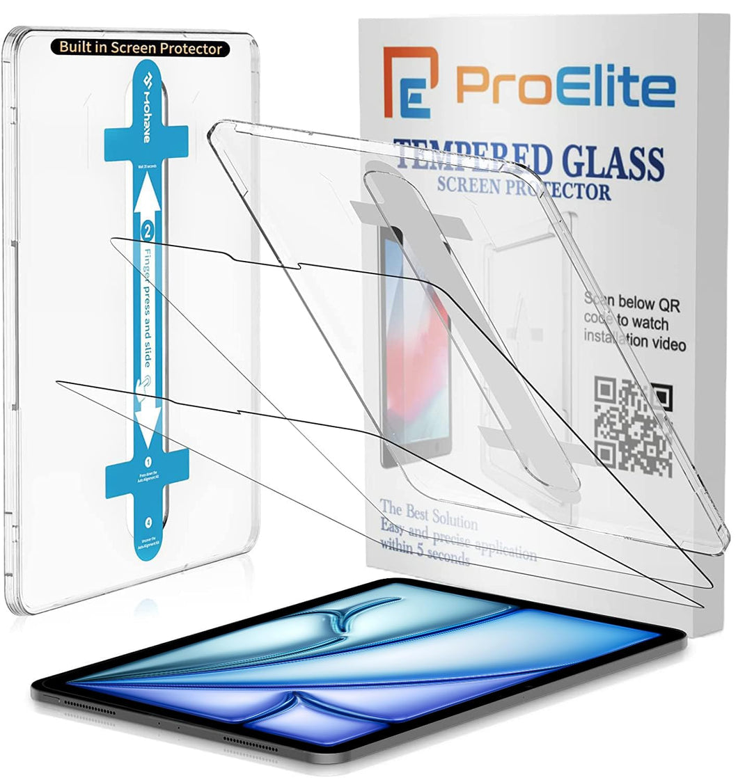 ProElite Tempered Glass Screen Protector for Apple iPad Air 11 inch 2024 M2 with Auto Alignment Kit, Tempered glass for iPad Air 11 inch 2024