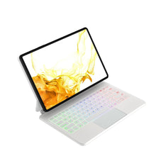 Load image into Gallery viewer, ProElite Magnetic Bluetooth TouchPad Keyboard case for Samsung Galaxy Tab S9 FE +/S9/S8/S7 Plus/S7 Fe/S10+ 12.4 inch Floating Cantilever Design with Built-in Colourful Backlit Keyboard, White
