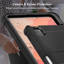 Load image into Gallery viewer, ProElite Rugged Shockproof Heavy Duty Back Case Cover for Apple iPad Pro 11 inch M4 2024 with Apple Pencil Holder, Black
