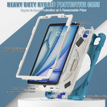 Load image into Gallery viewer, Click to open expanded view ProElite Rugged 3 Layer Armor case for Apple iPad Air 11 2024/iPad Air 5th/4th Gen 10.9/iPad Pro 11 4th/3rd Gen with Apple Pencil Holder, Hand Grip and Rotating KickStand, Rainbow Blue
