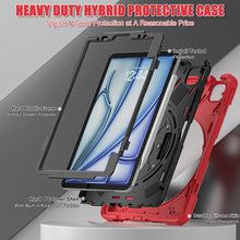 Load image into Gallery viewer, ProElite Rugged 3 Layer Armor case for Apple iPad Air 11 2024/iPad Air 5th/4th Gen 10.9/iPad Pro 11 4th/3rd Gen with Apple Pencil Holder, Hand Grip and Rotating KickStand, Red
