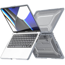 Load image into Gallery viewer, ProElite Case for MacBook Pro 14 inch Case 2024 2023 2022 2021 Release M3 A2918 A2992 M2 A2779 M1 A2442 Pro Max,Heavy Duty Honeycomb Hard Shell with Slim TPU Bumper and Fold Kickstand, Grey
