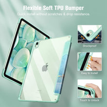 Load image into Gallery viewer, ProElite Case Cover for Apple iPad Air 13 inch 2024 M2 Cover, Transparent Smart Flip Cover for iPad Air 13 inch M2 2024 with Pencil Holder, Marble Green
