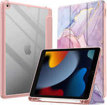 Load image into Gallery viewer, ProElite Case Cover for Apple iPad 10.2 inch Case, Smart Flip Case Cover for Apple iPad 10.2 inch 2021 9th/8th/7th Gen, Clear Soft Back with Pencil Holder, Marble Rose Pink
