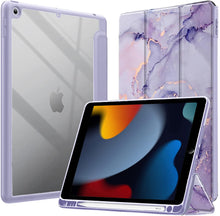 Load image into Gallery viewer, ProElite Case Cover for Apple iPad 10.2 inch Case, Smart Flip Case Cover for Apple iPad 10.2 inch 2021 9th/8th/7th Gen, Clear Soft Back with Pencil Holder, Marble Purple
