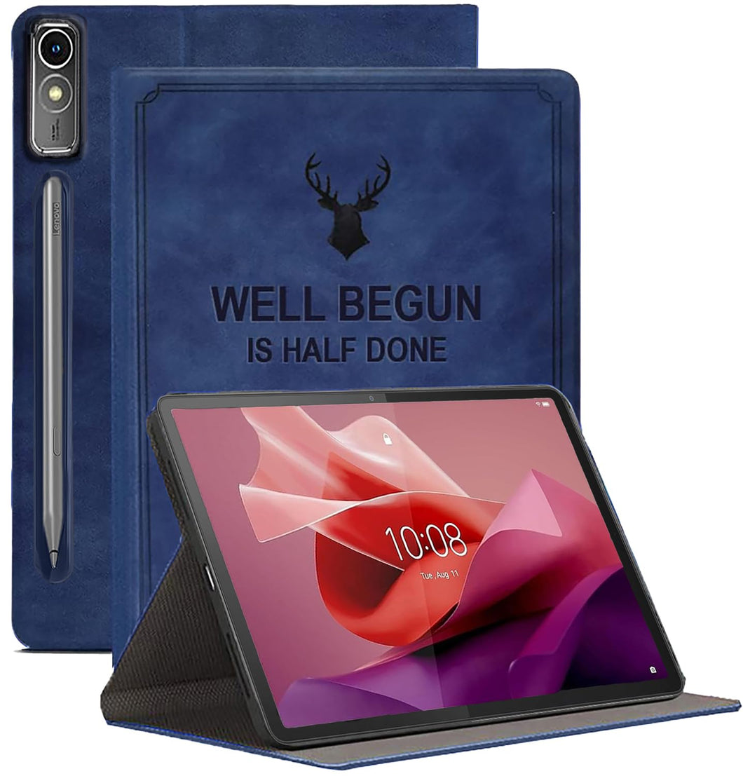 ProElite Cover for Lenovo Tab P12 12.7 inch Case, Deer Smart Flip Case Cover for Lenovo Tab P12 12.7 inch, Dark Blue