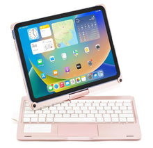 Load image into Gallery viewer, ProElite Rotatable Wireless Bluetooth TouchPad Keyboard flip case Cover for Apple iPad 10th Generation, Built-in 7-Colors Backlit, Rose Gold
