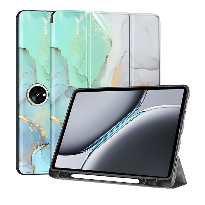 ProElite Smart Case for OnePlus Pad 2 12.1 inch, Auto Sleep/Wake Cover with Pen Holder [Soft Flexible Case] Recoil Series - Marble Green