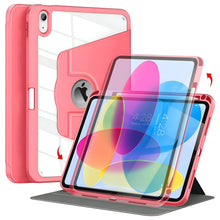 Load image into Gallery viewer, ProElite for Apple iPad 10th Generation case cover, 360 Degree Rotatable Smart Flip Cover for Apple iPad 10th Gen, Transparent back with pencil holder, Hot Pink
