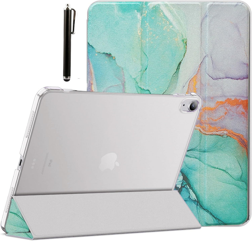 ProElite Cover for Apple iPad 10th Generation Cover Case, Transparent Smart case for iPad 10th Gen (Supports Auto Sleep Wake) with Stylus Pen, Marble Green